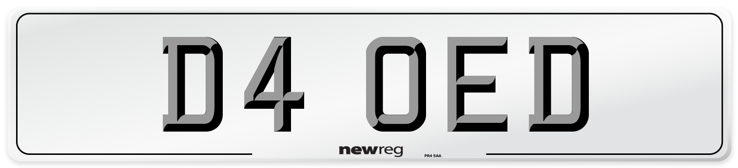 D4 OED Number Plate from New Reg